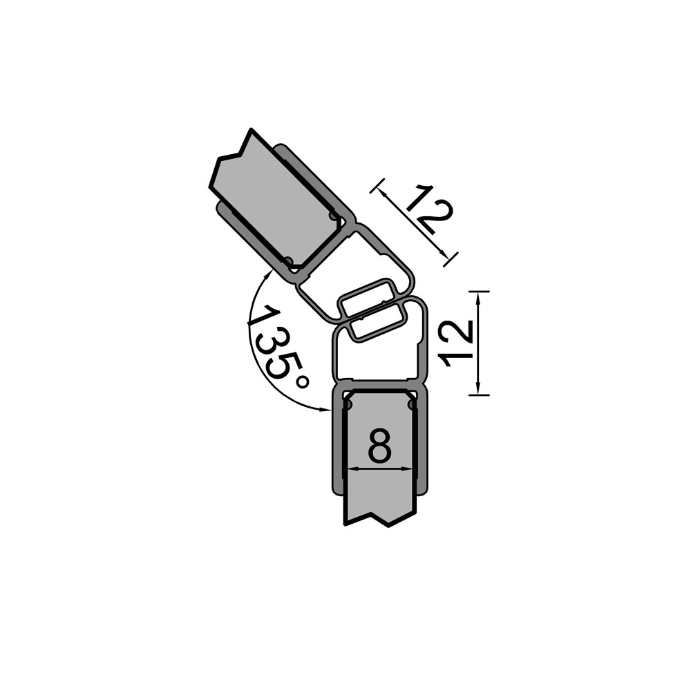 Artikelbild 1 des Artikels “Dichtprofil Nr.3 Magnetleistensatz 135° 2x67,5° 2500mm “