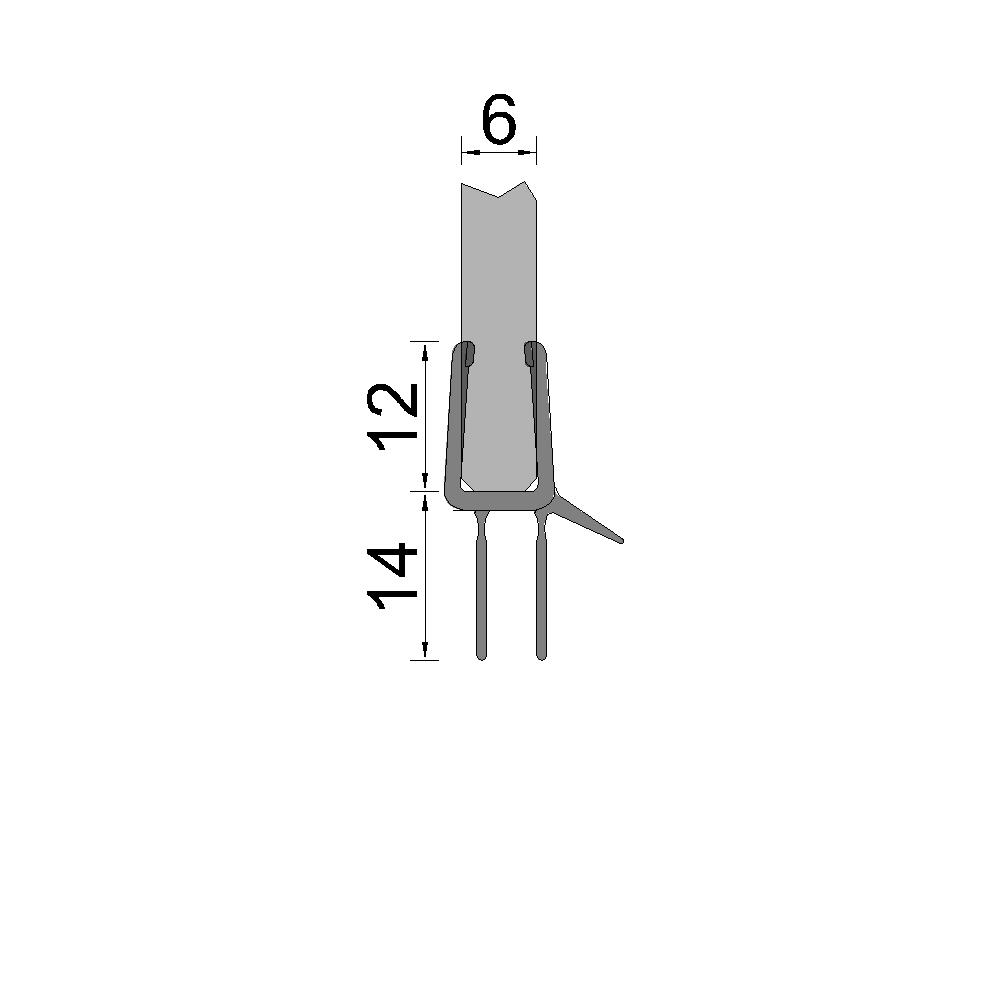 Artikelbild 1 des Artikels “Dichtprofil Wasserablaufprofil 6mm 1000mm, Ausklinkung beid.45° “